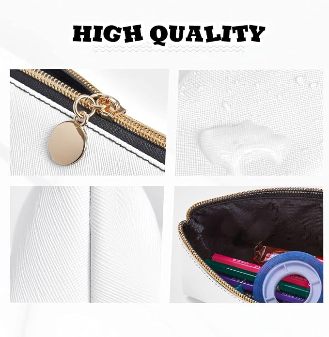 Leather Pen Case with Zipper - Aesthetic Pen Holder Dog funny face animal Pencil Case for Women & Men - Handcrafted Pencil Bag Multi-Functional Travel Cosmetic Case for Work Office Tool Pouch