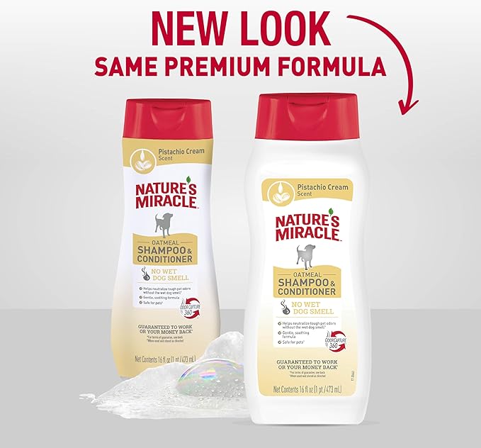 Nature’s Miracle Oatmeal Shampoo for Dogs, 16 Ounces, Pistachio Cream Scent