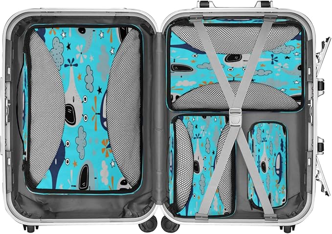 Airplane Packing Cubes for Travel, Luggage Packing Organizers, Cartoon Airplane Travel Accessories Large Toiletries Bag for Clothes Shoes Cosmetics Toiletries