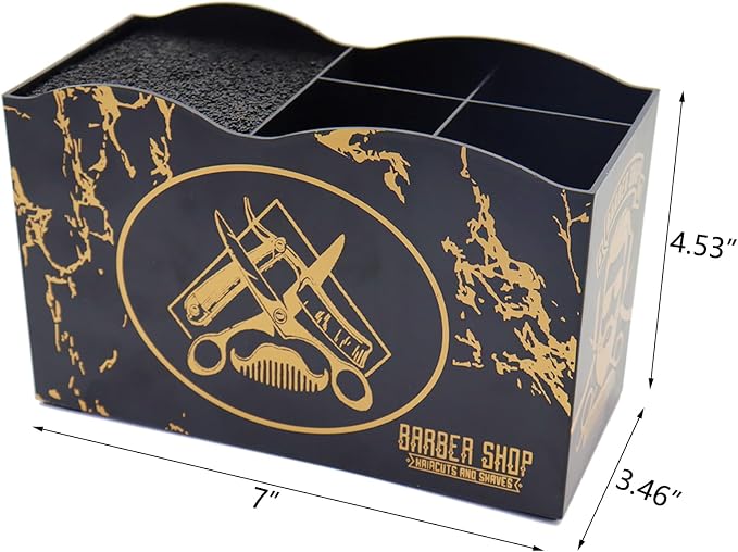 Scissor Holder Barber Shear Holder Box, Hair Salon Barber Supplies Acessories Tool Station Desk Organizer Case, Combs Clips Stand Holder Storage for Stylist Groomers Hairdressers (Black)