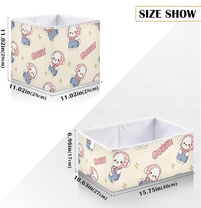 Foldable Storage Bin Waterproof Closet Organizer Box with Handle | Plush Puppy Storage Crate, wipeable, Foldable Hollow Board, Top Handle, For Home Closet