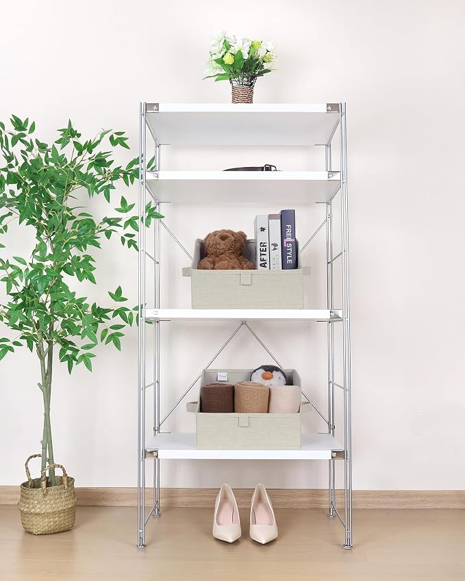 WUIKE, Closet Shelf Organizer, Purse Storage, 3-Pack, Large, Linen Beige | Trapezoid Organizing Bins, Fabric Storage Baskets with Handles, Foldable Storage Bins for Clothes and Blankets