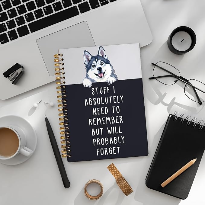 LIANGW Funny Husky Notebook Journal Gifts for Women & Men | Gifts for Husky Lovers Notebooks, Funny Gifts for Coworkers, Hardcover Spiral Notebook 5.5x8.3 Inch