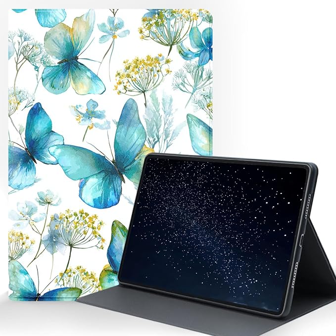 for Samsung Galaxy Tab S6 10.5 Inch 2019 (SM-T860/T865/T867) Tablet Protective Cover with Adjustable Stand and Magnetic Auto Wake/Sleep,Butterfly Flower