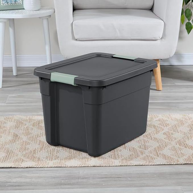 Sterilite Latch Tote Storage w/Lids for Home & Office, 12 Gallon, 12-Pack | Heavy-Duty and Stackable Plastic Containers with Latches for Closet, Cabinet, Bedroom, Bathroom and Dorm Room Organization
