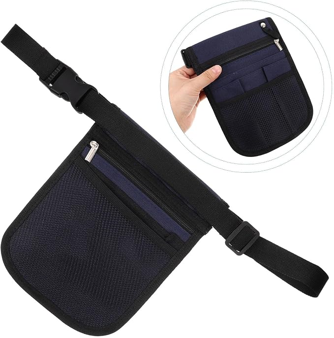 Mikikit Multi-Functional Nurse Fanny Pack Cross-Body Pocket Oxford Cloth Portable Organizer Waist Bag Large Capacity for Healthcare and Pet Grooming Use