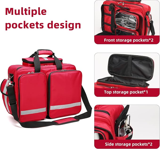 Medical Bag Empty First Aid Bag,Emergency Bag for Nurses,Home Health Care, EMT(Bag Only)