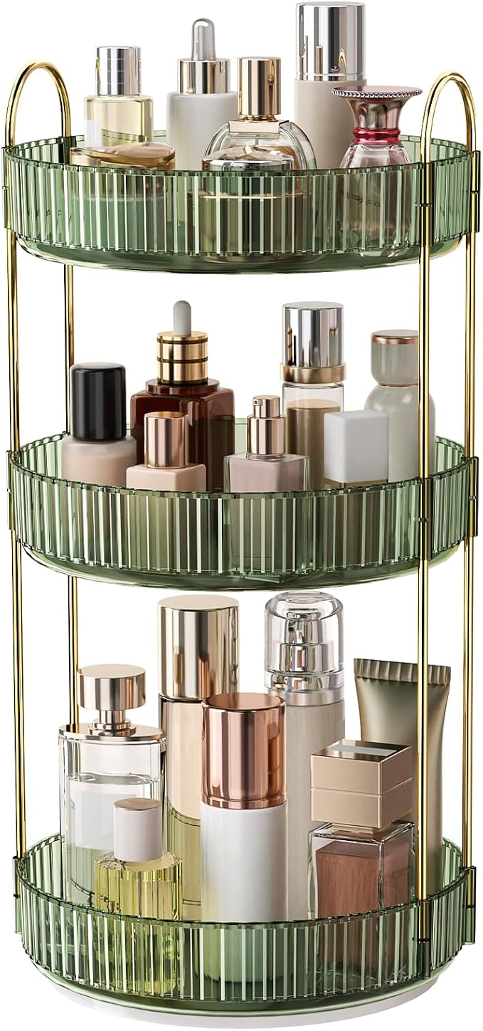 360° Rotating Makeup Organizer, Large Capacity Skincare & Cosmetics Storage | Skincare & Makeup Caddy, Bathroom Counter Organizer, Spinning Storage Tray for Perfume, Dresser, Bedroom, Vanity Countertop