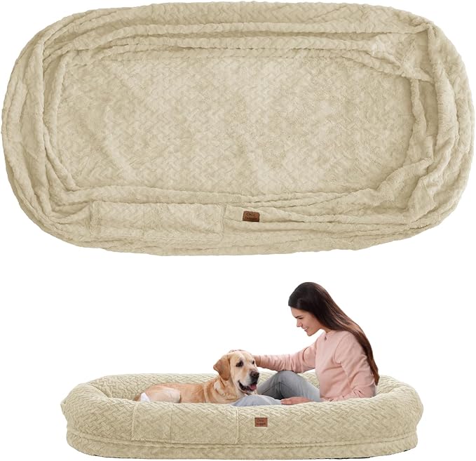 ChiXnuggle Faux Fur Washable Human Dog Bed Cover（Only Human Dog Bed） | 72*40*10,removable replace cover,soft fur,non-slip bottom,linen