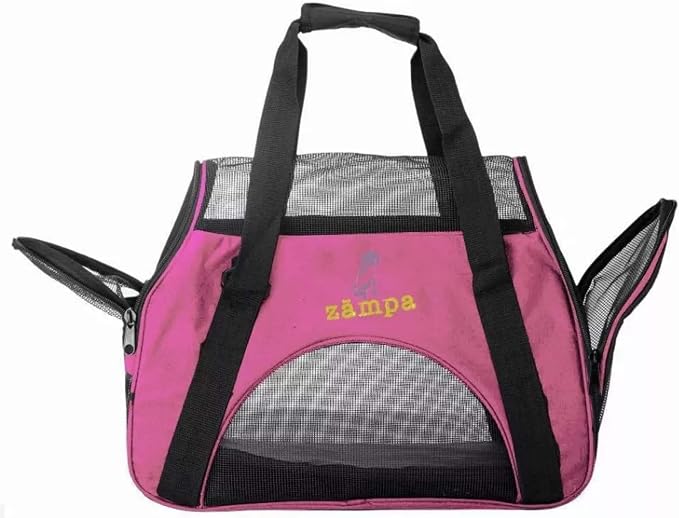Airline Approved Soft Sided Pet Carrier by Zampa, Low Profile Travel Tote, Removable pad, Premium Zippers & Under Seat Compatibility, for Cats and Small Dogs (Medium) (Black)