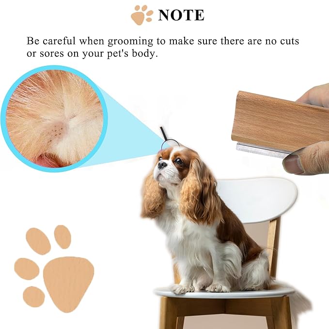 Wooden Deshedding Brush for Dogs, Cats & Horses, Deshedding Grooming Tool Curry Comb Pet Hair Removal Tool, Deshedding Dog Brush Combs for All Hair Types (4.33 Inch)