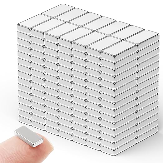 FINDMAG Small Neodymium Magnets, 200 Pack 10x5x2mm, Rectangular Bars | Compact rare earth magnets with a low-profile bar shape; for craft models, office boards, fridge displays and DIY layouts