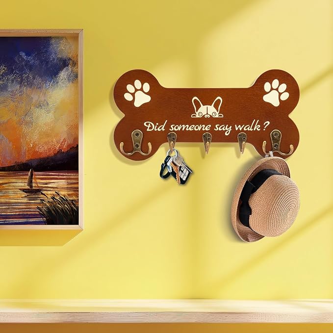 Dog Leash Holder forwall,Coat RackHooks, Mount Storage Organizer (Yellow 2)