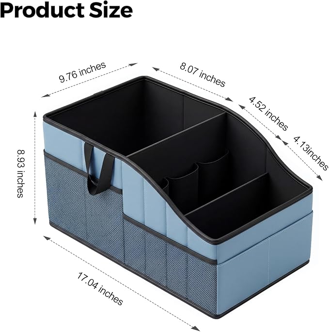 WHHMK Sturdy Leather Car Storage Support Up to 33 LB of Weight, Blue | Car Backseat Organizers, Front Seat Organizer, Floor Organizer and Storage Used for SUV Truck Toy Snack Water Bottle Holder