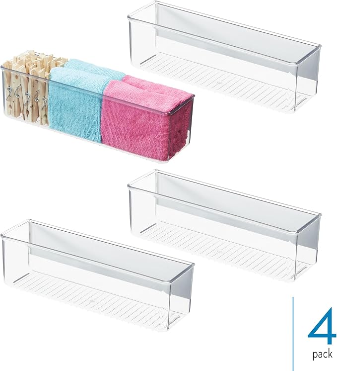 iDesign Magnetic Clear Plastic Organizer Bins, Medium, 4-Pack | Laundry Room Storage