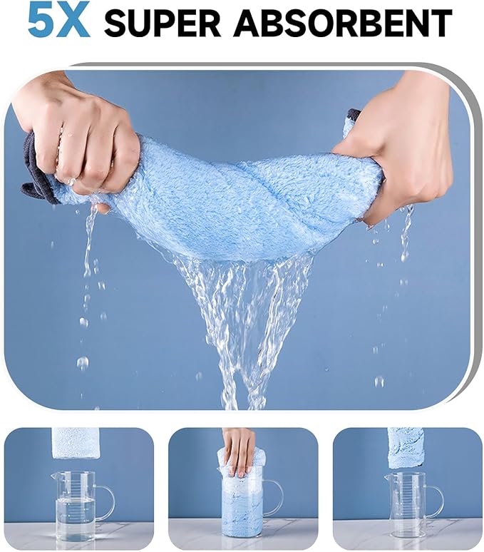 Dog Towels for Drying Dogs Small Medium Large, 2 Pack Dog Cat Drying Bath Towel 30.3"x13.8" with Hand Pocket,Absorbent Pet Towel for Dog Cat Grey