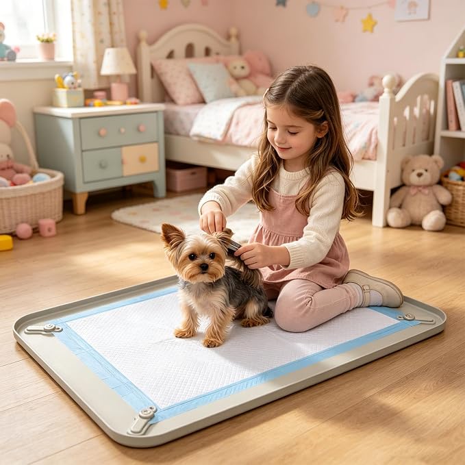 Pee Pad Holder - Silicone Tray, Spillproof Non Slip Pet Training Accessory