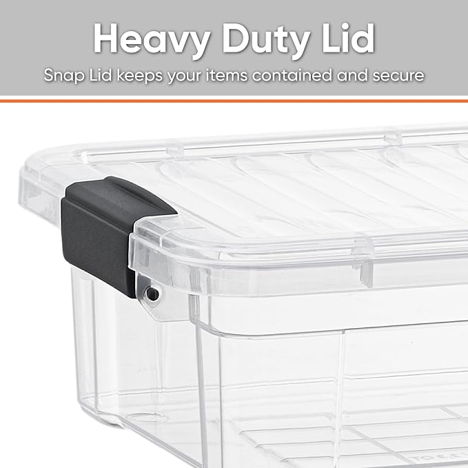 Superio 11 Quart Clear Plastic Storage Boxes with Lids, Stackable Organizer Containers, BPA-Free Storage Bins for Home, Office, School & Dorm, 8 Pack