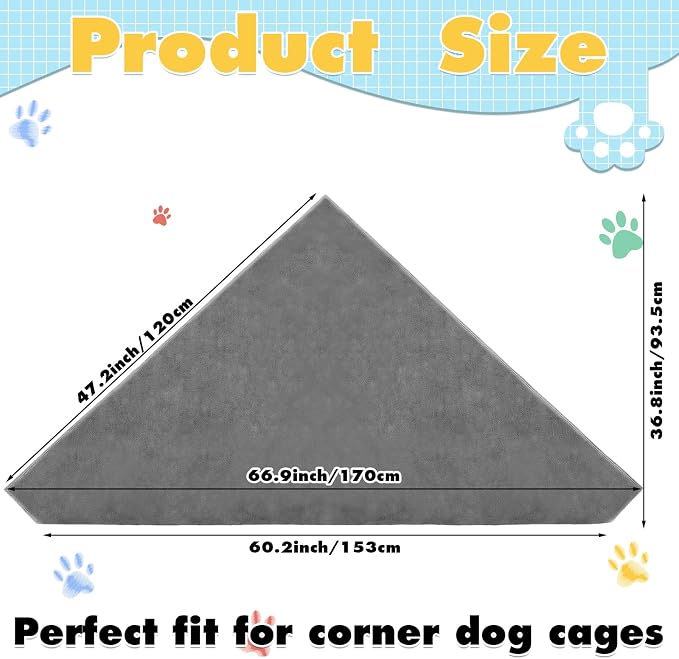 Fanfanwin 67 Inch Large Waterproof Dog Crate Mat, Pet Plush Blanket for Extra Large Dogs, Non-Slip Crate Liner, Machine Washable(Only Mat)