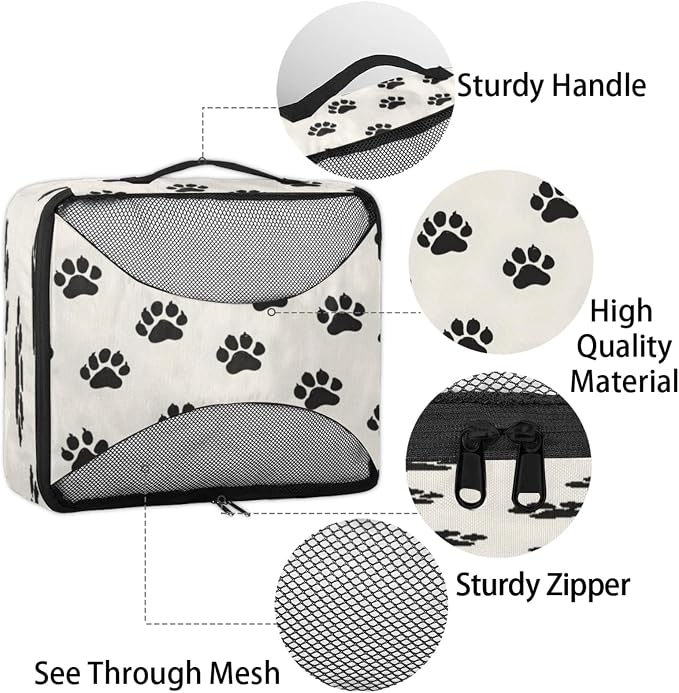 Packing Cubes for Travel, Dog Pet Paw Print Travel Luggage Packing Organizers for Women Men, Large Custom Toiletries Bag for Clothes Shoes, Cat Pet Paw
