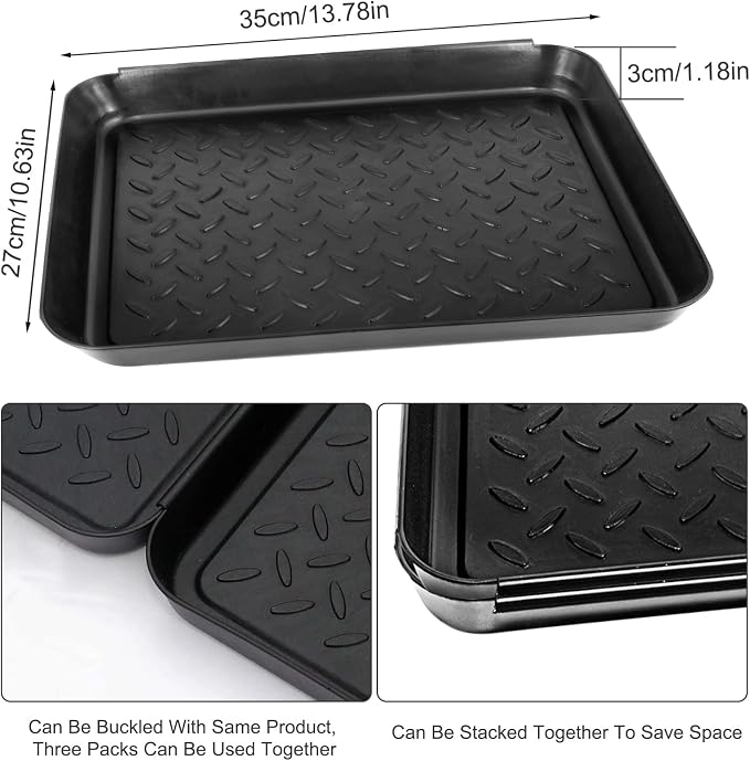 3 Pcs Under Sink Drip Tray, 13.8 * 10.8 Inch Plastic Under the Sink Drip Protector Tray Under the Sink Mat Under Sink Drip Catcher for Kitchen Bathroom or Laundry Room