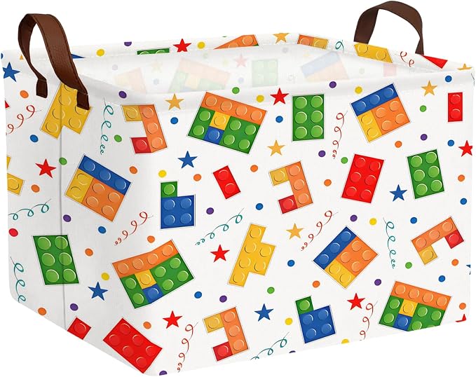 Kid Cute Nursery Storage Basket Baby Toy Clothes Storage Bin Playroom Bedroom Decor Basket(Building Blocks)
