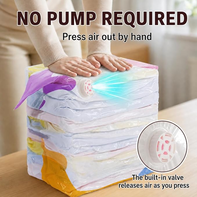 No Pump Vacuum Storage Bags, 3 Pack Large Space Saver Bags for Clothes, Comforters, Blankets and Bedding, 31.5 x 23.6 Inches