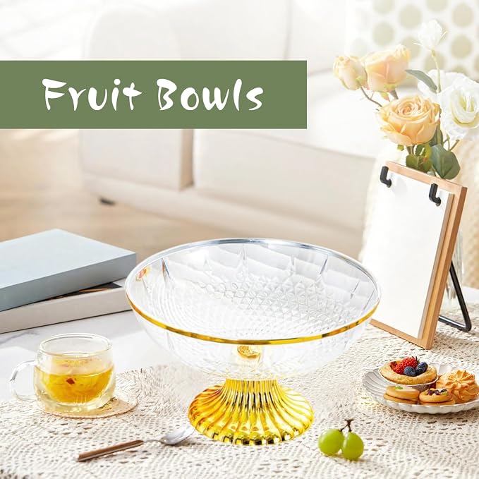 Decorative Pedestal Bowl Dessert Display Snack Tray Footed Fruit Bowl for Dining Table Kitchen Counter Home, B Clear