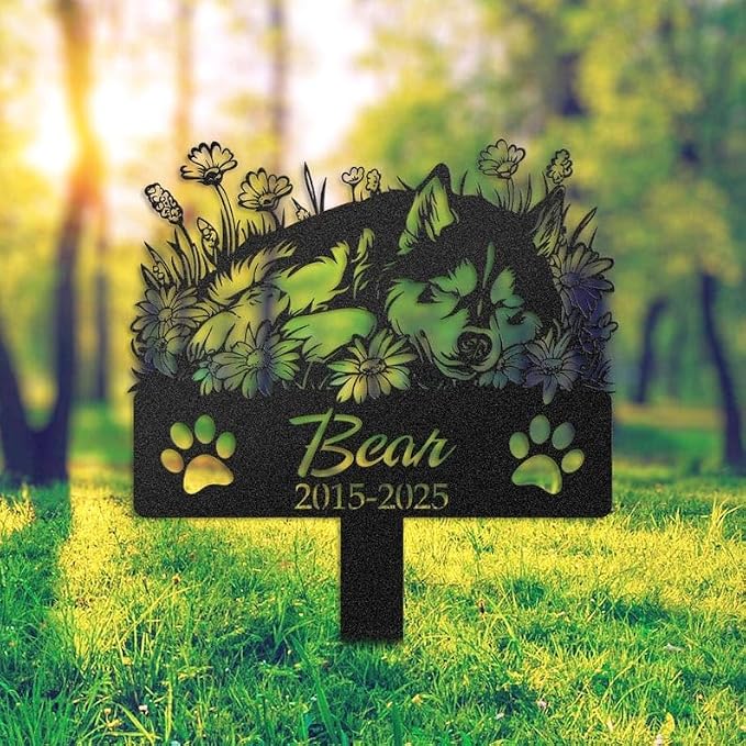 Personalized Husky Dog Memorial Stake, Outdoor Pet Loss Tribute | Pet Memorial Gifts for Dogs, Grave Marker, Grave Decorations for Cemetery, Dog Dad Gifts, Back Yard, Garden Decor