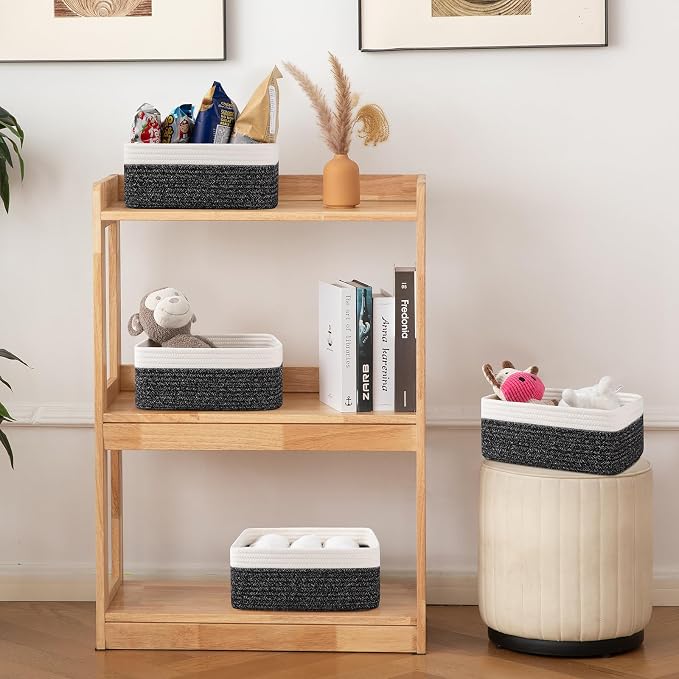 OIAHOMY 4 PACK 7L Storage Baskets for Organizing Storage Bins Black | Small Bins for Shelves Small Storage Basket Shelf Baskets Organizer Baskets for Gifts Empty Cute Decorative Storage Bins