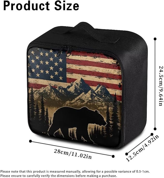 Rnyleeg American Flag Bear First Aid Storage Bag Medium First Aid Kit Empty Water Resistant Medical Kit for Home Travel Camping Easy to Use and Clean