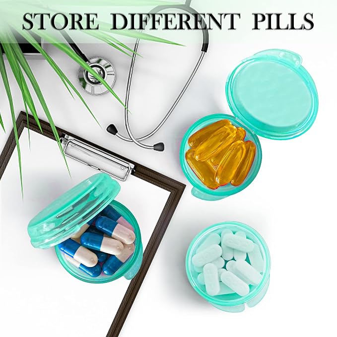 Small Pill Box (6 Pack), Daily Mini Pill Organizer Portable for Purse Pocket,Travel Pill Case Medicine Storage Container Earplug Case (Blue & Pink & Green 6 PCS)