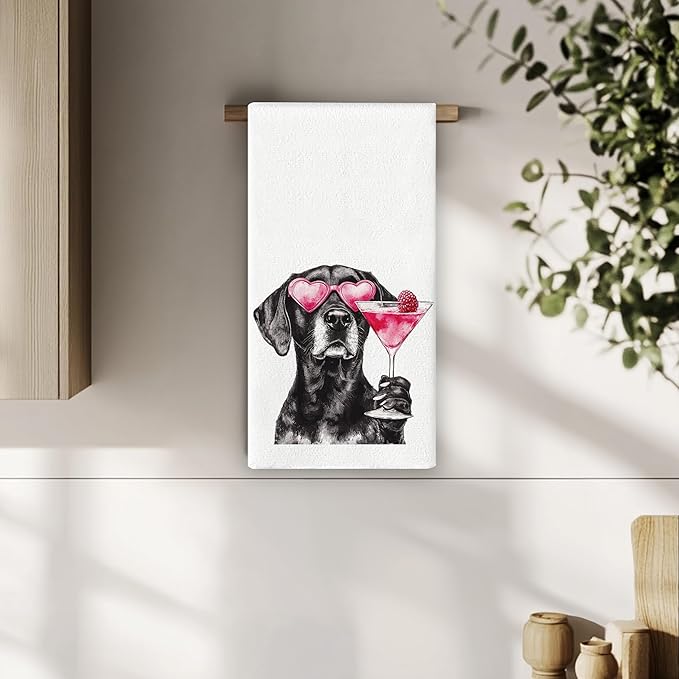 Labrador Dog Kitchen Towels - Labrador Retriever Cocktail Lovers Gifts, Bar Towels for Bartender, Funny Black Labrador Hand Towels Dish Towels for Kitchen Bar, 16x24 Inch