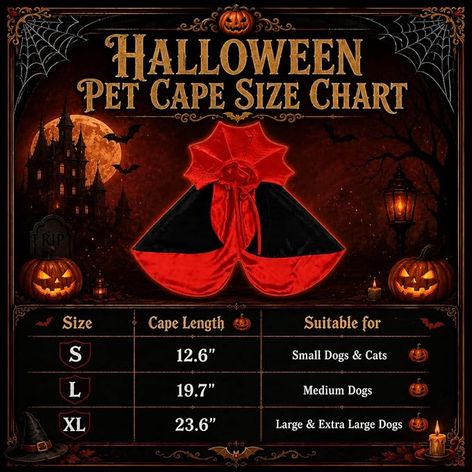 Golden Retriever Halloween Costume, Extra Large Dog Vampire Cape Cloak for Great Dane German Shepherd, Big Dog Halloween Costumes XL(Vampire,XL)