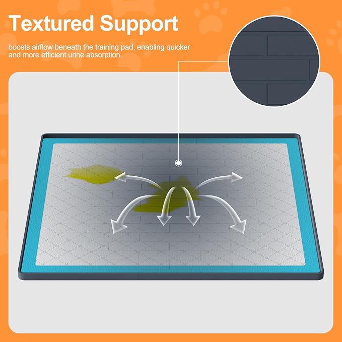 Pee Pad Tray Holder for Dogs,Non-Slip Silicone Dog Puppy Pad Holder,24 x 24 Square Puppy Potty Training Pads,No Spill Raised Lip High Edge,Portable, Leak-Proof Mat Trays for Indoor Floor Protection