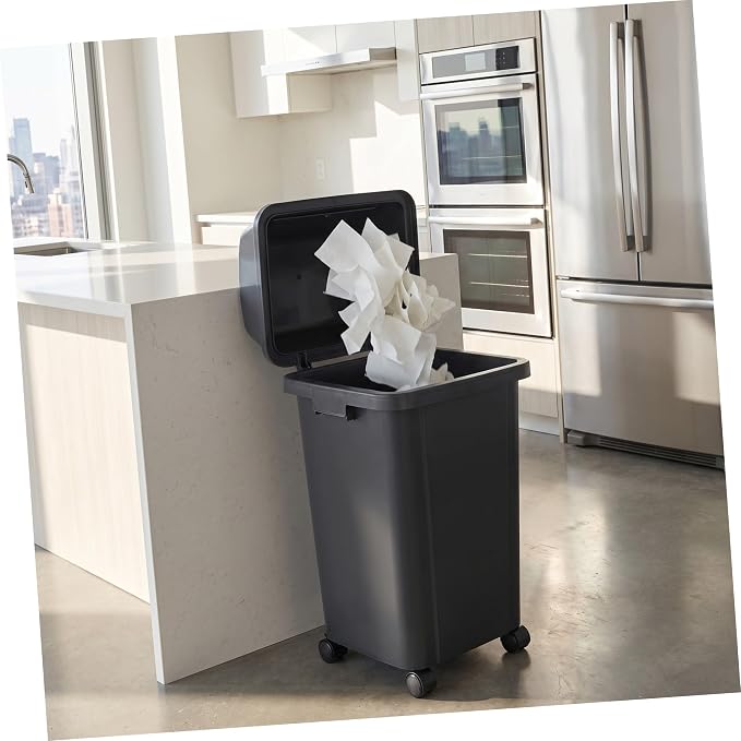 Liter Plastic Trash Bin Replacement Lid for Commercial Trash Bins and Garbage Containers, Rectangle Flip Top Cover with Easy Removal and Cleaning, for Office and Pet Food Storage