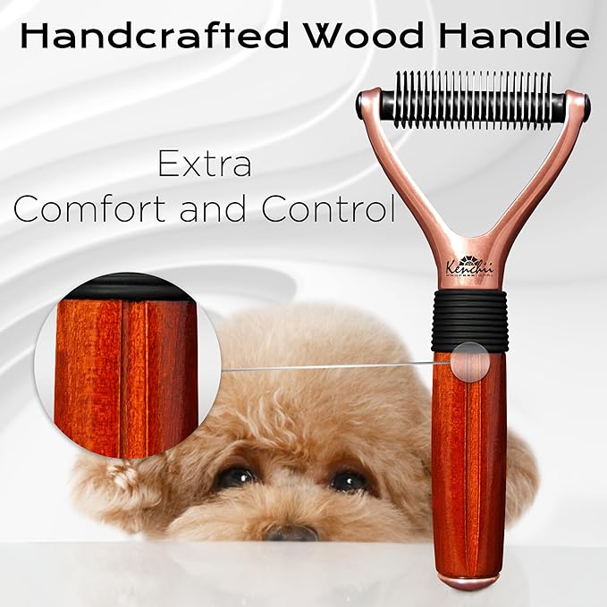 Kenchii Luxury Pet Grooming Rake - 16 Teeth - Enhance Your Pet's Coat with Precision - Metal, Short hair, Long or Double coat, Manual, Professional Precision, Durable Construction