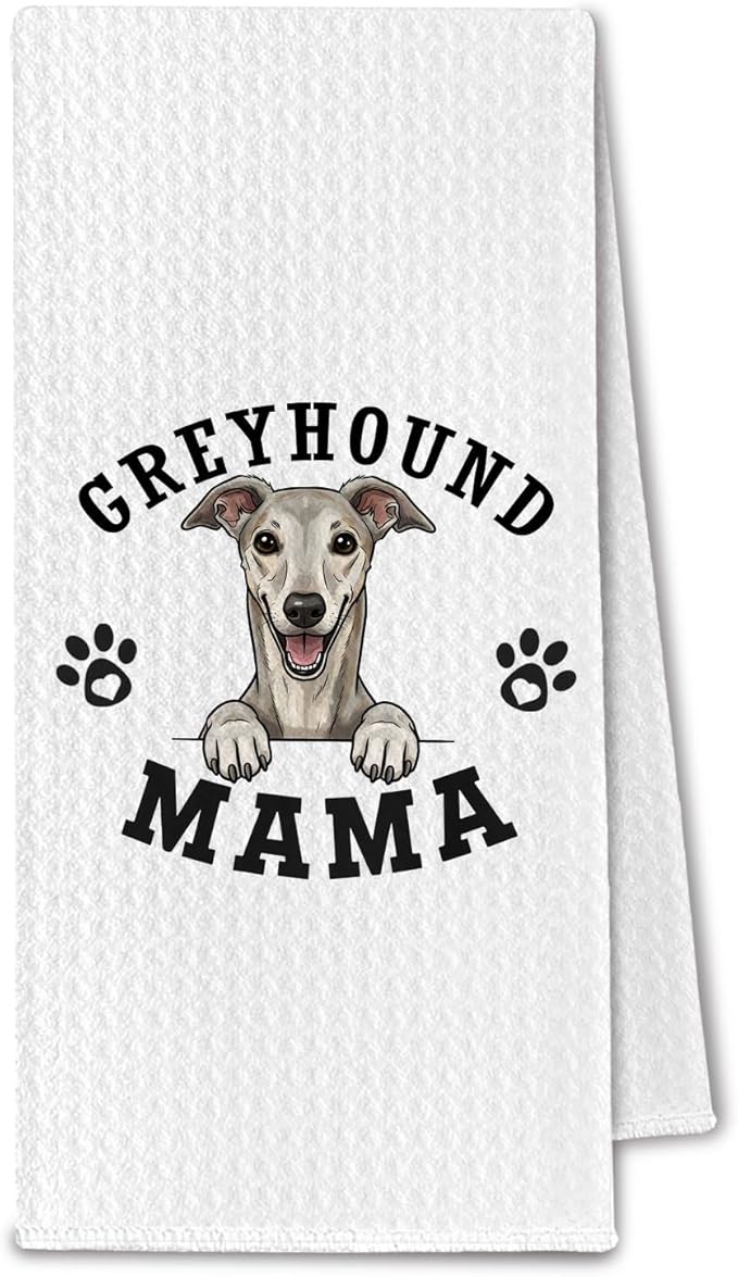 Greyhound Kitchen Towels, Dog Mama Greyhound Gifts for Women & Dogs Moms, Dog Lover Gifts Decorative Hand Towels for Bathroom, 16x24 Inch