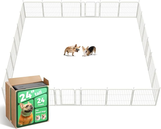 FXW Rollick Dog Playpen, Indoor, Yard & RV Camping, 24" H, 24 Panels | Easy setup, Heavy-duty, DIY layouts, Walk-through gate, for Puppies & Small Dogs, Patented