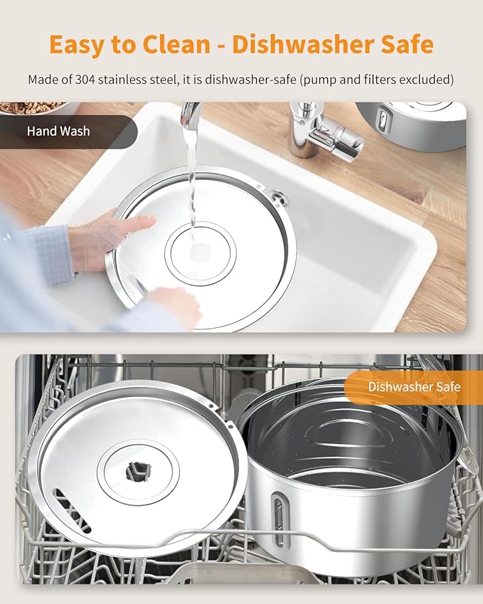 Lawfery Cat Water Fountain Stainless Steel, 0.8gal/108oz Automatic Cat Drinking Fountain with 3 Filters, Pet Water Dispenser with Quiet Pump, Suitable for Cats, Dogs and Multi-pet households