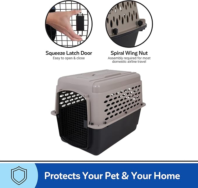 Petmate Vari Dog Kennel, Carrier for Large Dogs, 36in, Taupe and Black | Airline Friendly and Made of Durable Plastic, This Pet Crate Works Great for Home and Travel