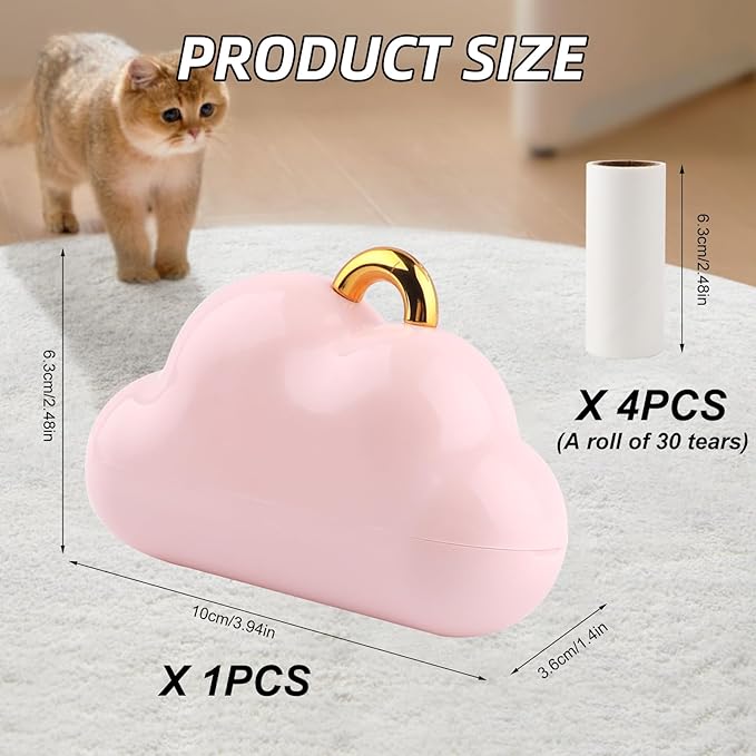 Pink Cloud Mini Lint Roller Travel Size,Reusable Mini Travel Sticky Roller,Portable Lint Roller Dog and Cat Pet Hair Remover for Clothes, Furniture(150 Sheets)