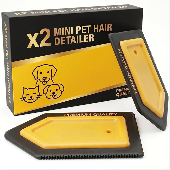 2x Mini Pet Hair Removers (2 Count) Dog & Cat Hair Detailing Tools for Seat, Carpet, Floor Mat, Couch...