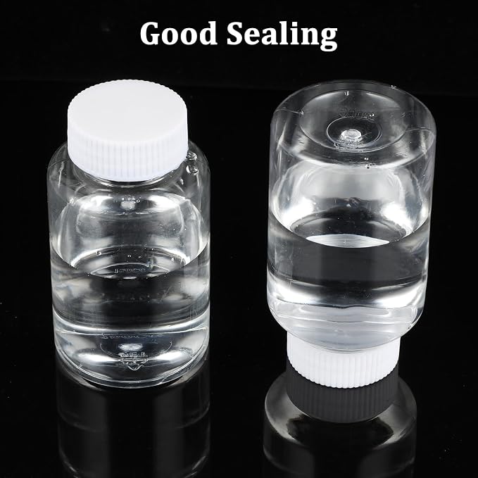 Sibba Clear Pill Bottle 6 Pcs Empty Medicine Organizers 30ML Jar Powder Box Storage Transparent Reagent Containers Plastic Dispenser Leak Proof Caps Receptacle for Toiletries Counter Labels