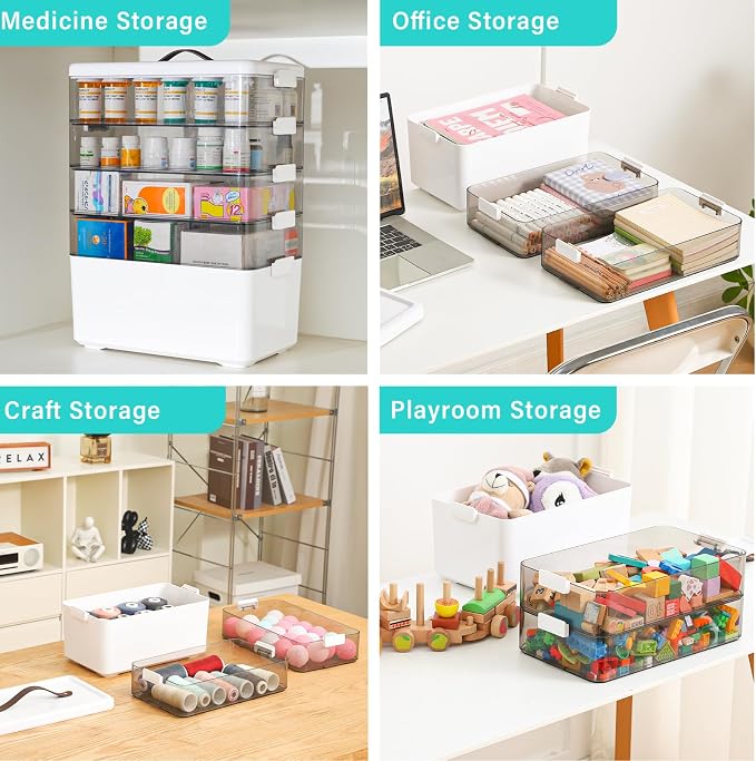 Homaigie Extra Tall 5-Tier Medicine Cabinet Organizer for Medicine Bottles Organizer, Portable Medicine Storage Box with Leather Handle, Empty First Aid Kit Container for Home, Classroom