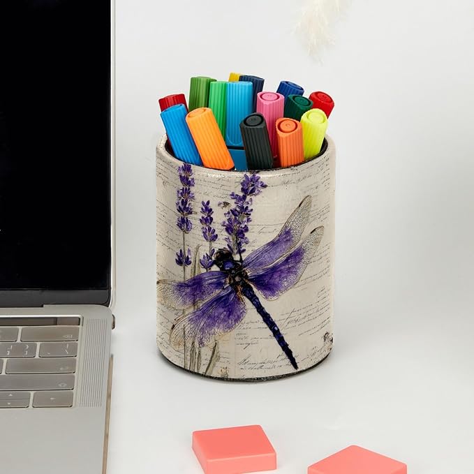 Retro Dragonfly Pen Holder, Pencil Cup Marker Brush Holder Desk Storage Case, Desktop Organizer for School Office Home Supplies