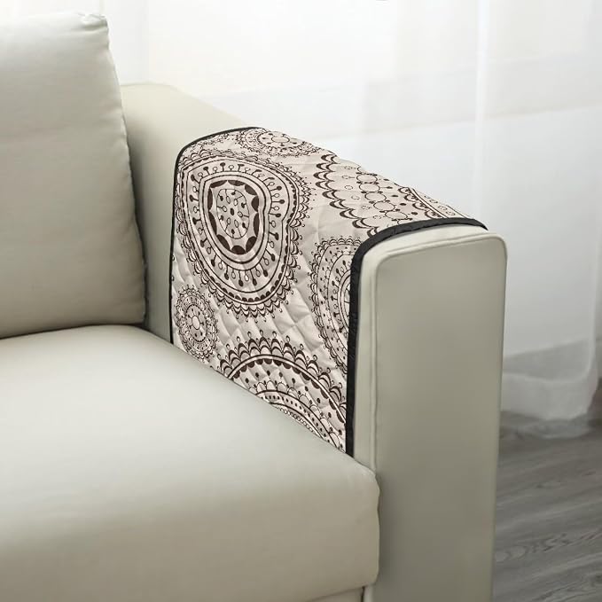 Mandala Stretch Armrest Cover Couch Arm Covers Washable Sofa Chair Arm Covers with 2 Pockets Furniture Protector Armchair Slipcovers for Recliner Home Decor Sofa Arms Rest Cover