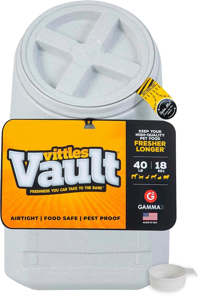 Vittles Vault Airtight Stackable Pet Food Storage Container, Up to 60lbs | BPA Free Plastic, Sealed Airtight for Kibble, Bird Seed, Oatmeal and More; Includes Scoop, Made in USA