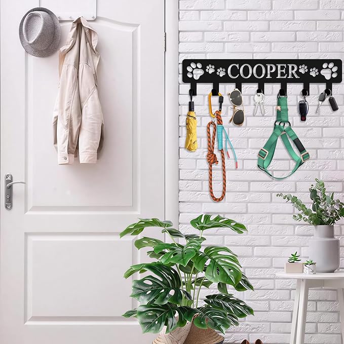 Personalized Dog Leash Holder with Name Custom Dog Leash Holder for Wall Key Hooks Wall Mount Personalized Pet Accessory Wall Organizer for Entryway Hallway