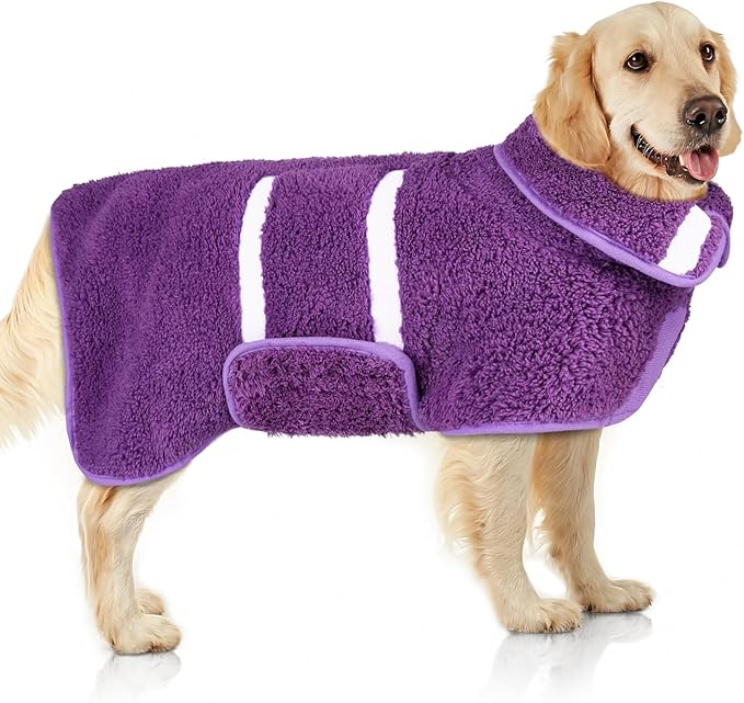 Dog Bathrobe Super Absorbent Dog Towels Large Quick Drying Robes for After Bath Soft Adjustable Warm Keeping Dogs Towel(S-XXL)